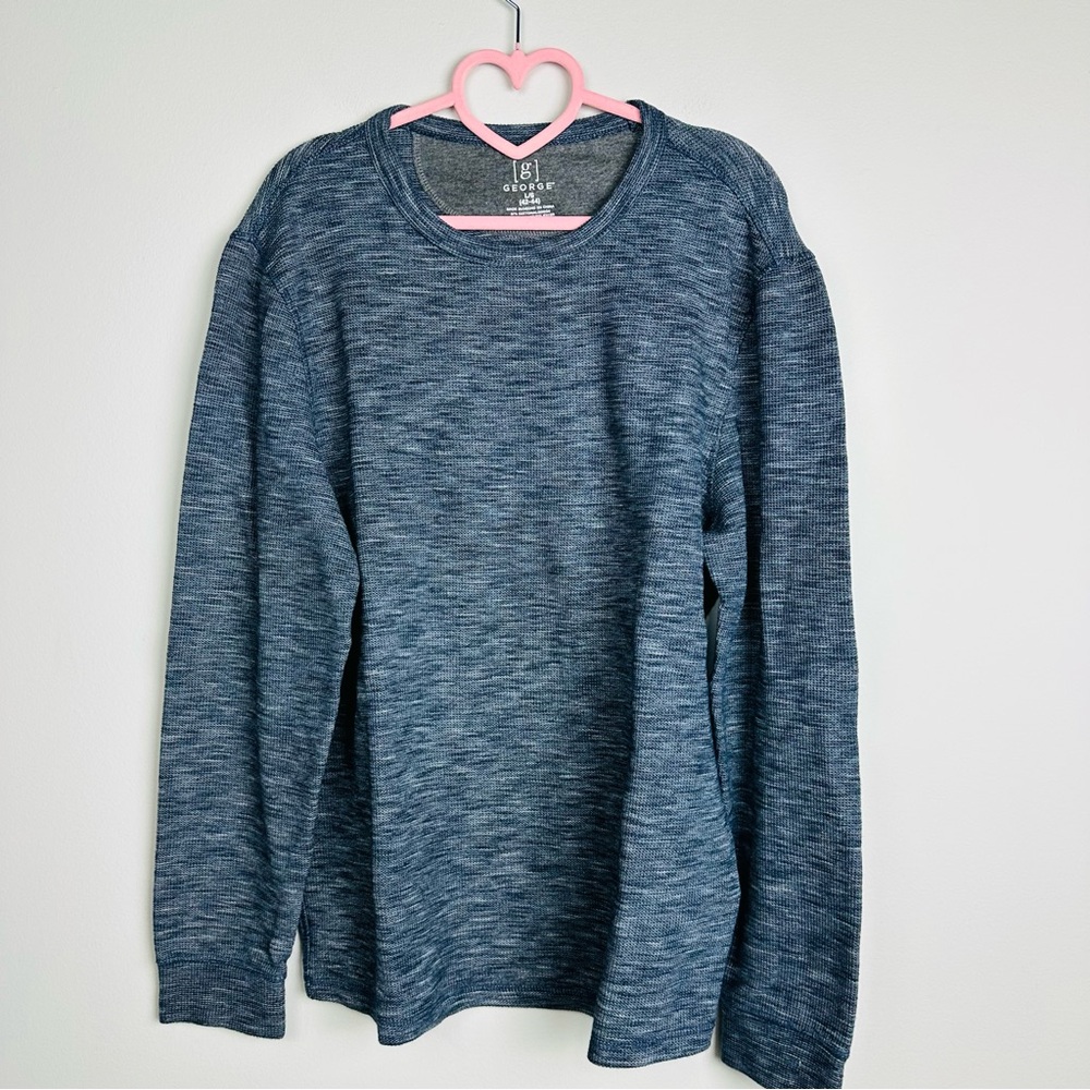 George Men's Blue Heather Crewneck Sweater Size Large